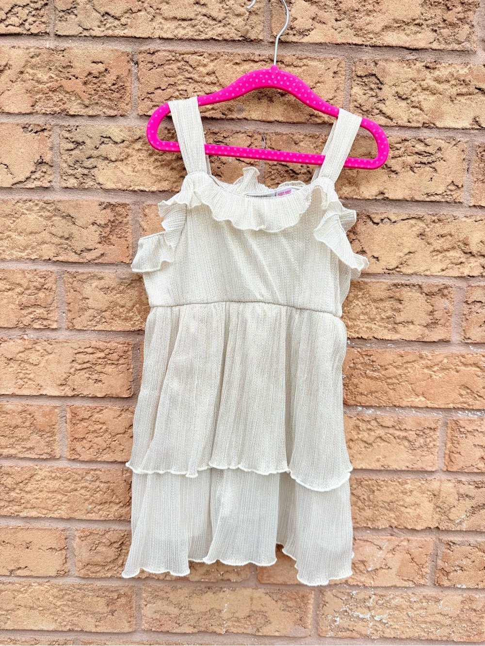 • Zara Metallic Ruffle Neckline Layered Dress